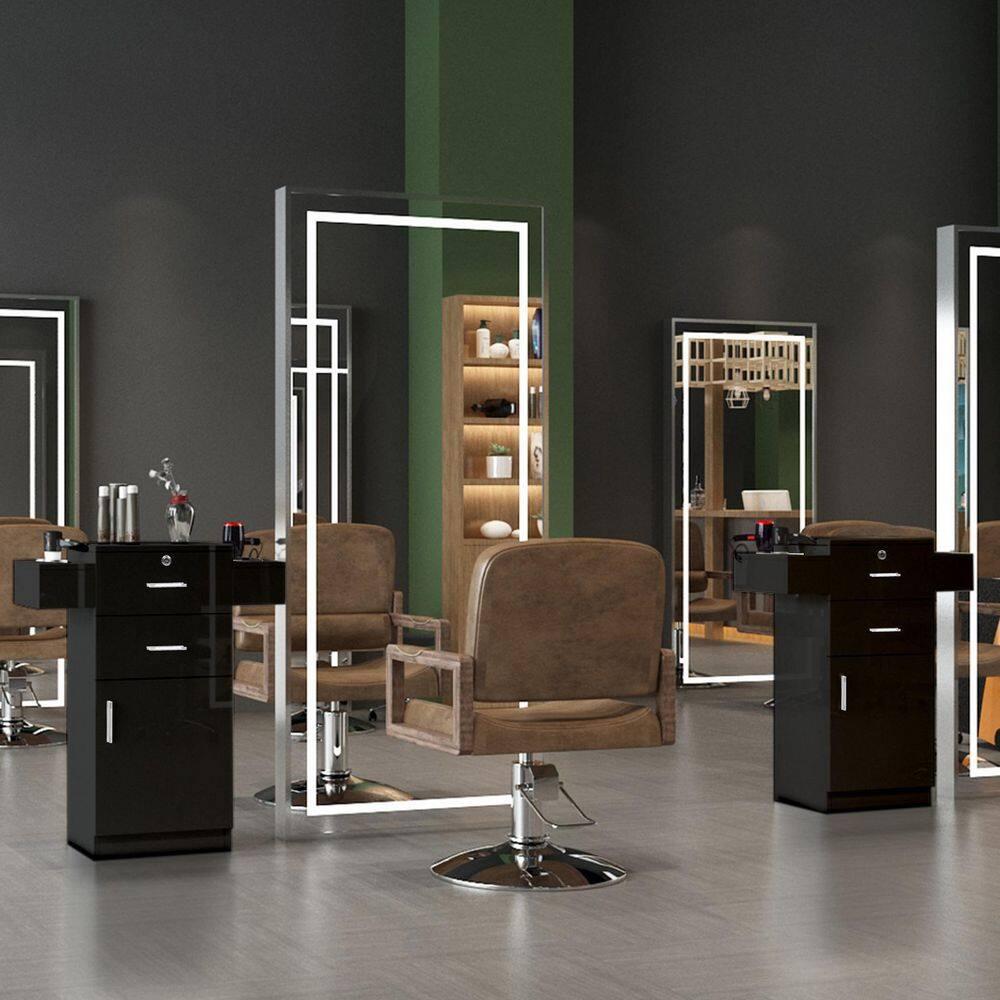 Ktaxon Locking Beauty Salon Storage Cabinet Hair Dryer Holder Stylist Spa Equipment Black
