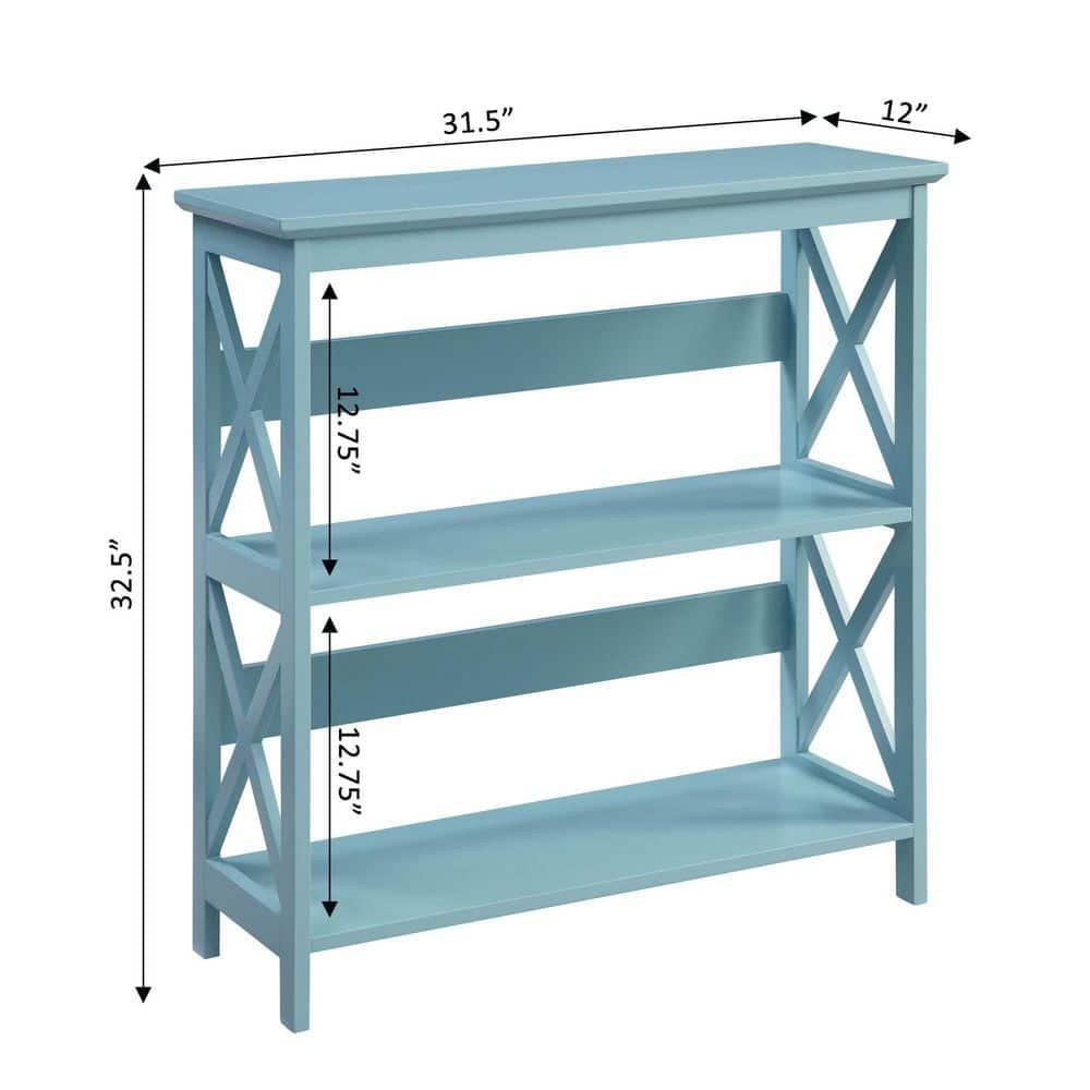 Convenience Concepts Oxford Three-Tier Bookcase in Mint Green Wood Finish