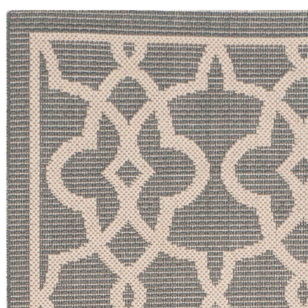 SAFAVIEH Courtyard Carlos Oriental Indoor/Outdoor Runner Rug, Grey/Beige, 2'7" x 8'2"