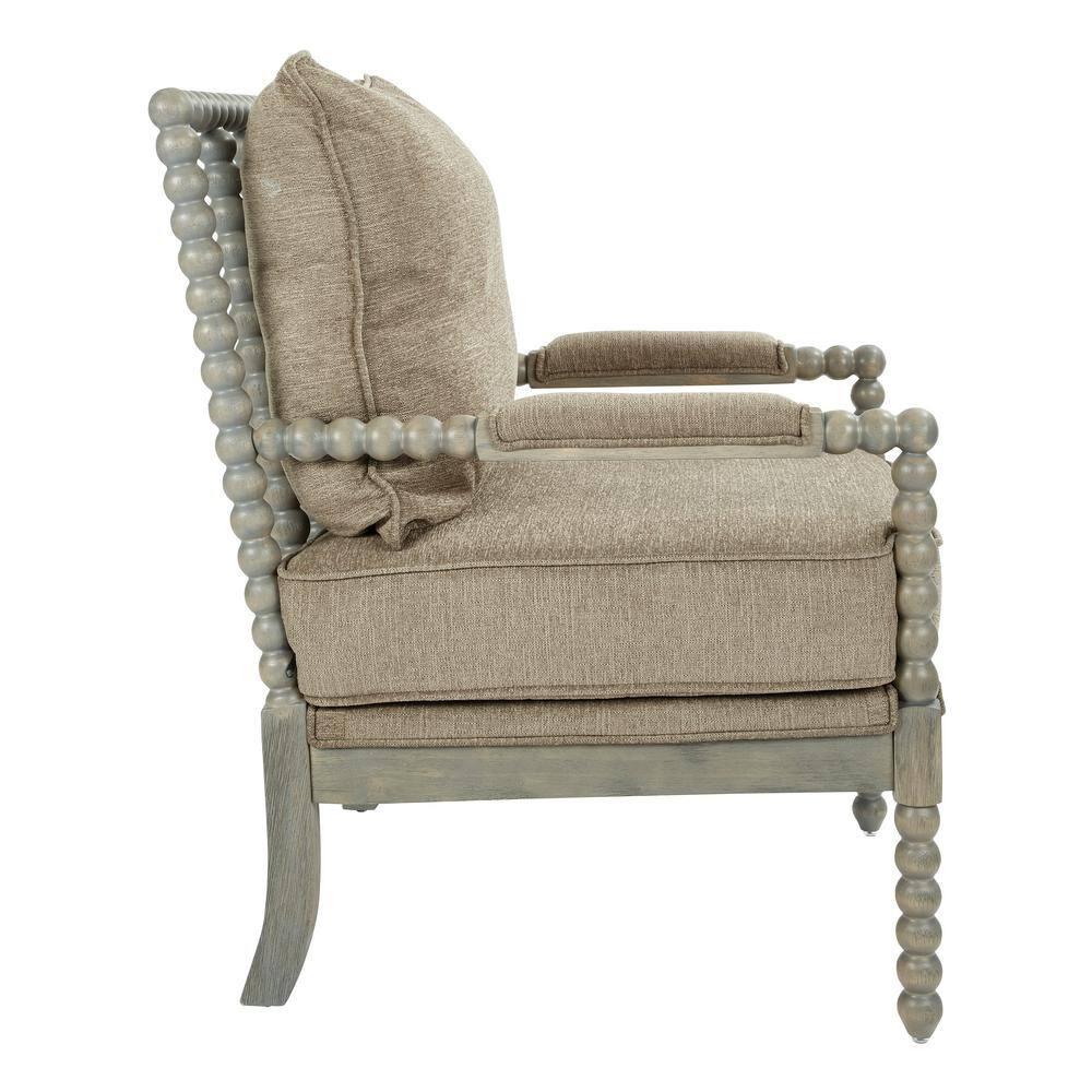 OSP Home Furnishings Abbott Chair in Dolphin Fabric with Brushed Grey Base K/D