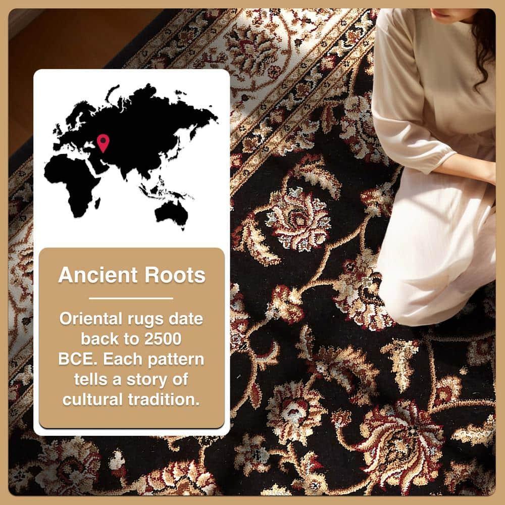 Well Woven Barclay Sarouk Traditional Oriental Panel Black 3'11" x 5'3" Area Rug