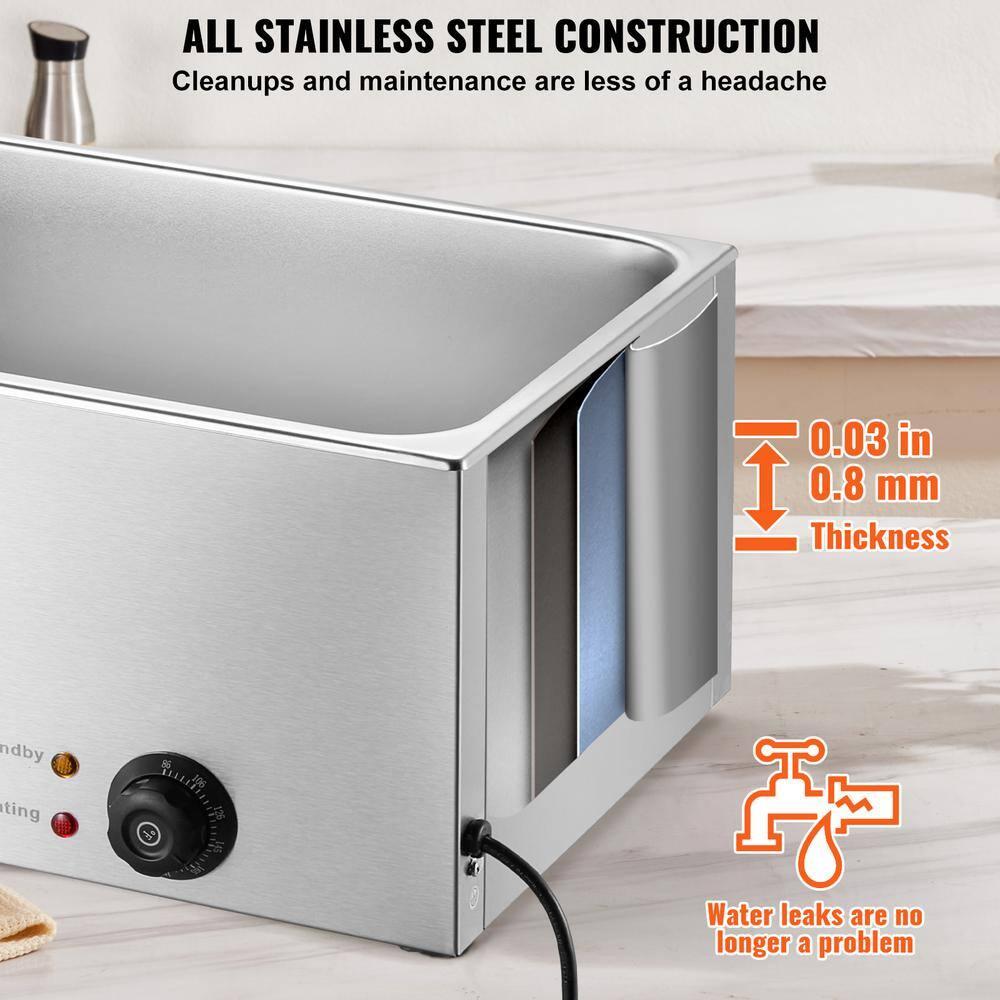 Latitude Run® Commercial Electric Food Warmer Countertop Buffet 19Qt 1200W Bain Marie