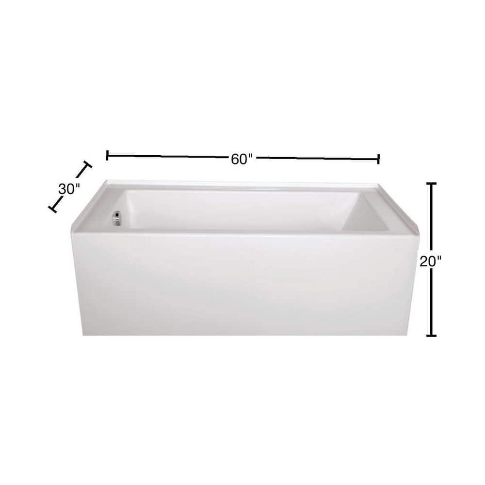 Hydro Systems Designer Sydney 60" x 30" Alcove Soaking Acrylic Bathtub SYD6030ATO-WHI-RH