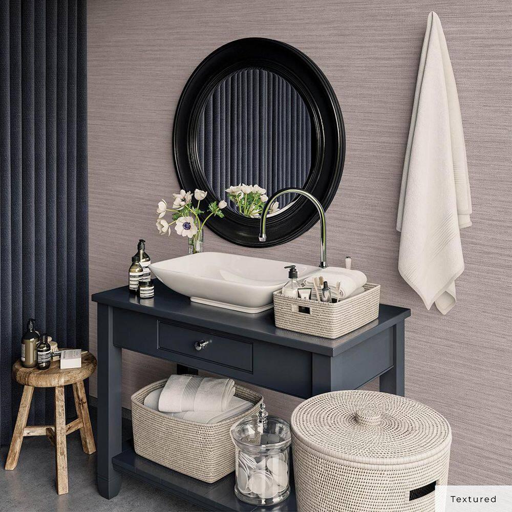 Tempaper & Co. Faux Horizontal Grasscloth Removable Peel and Stick Wallpaper, Textured Pewter, 56 sq. ft.: Vinyl, Prepasted