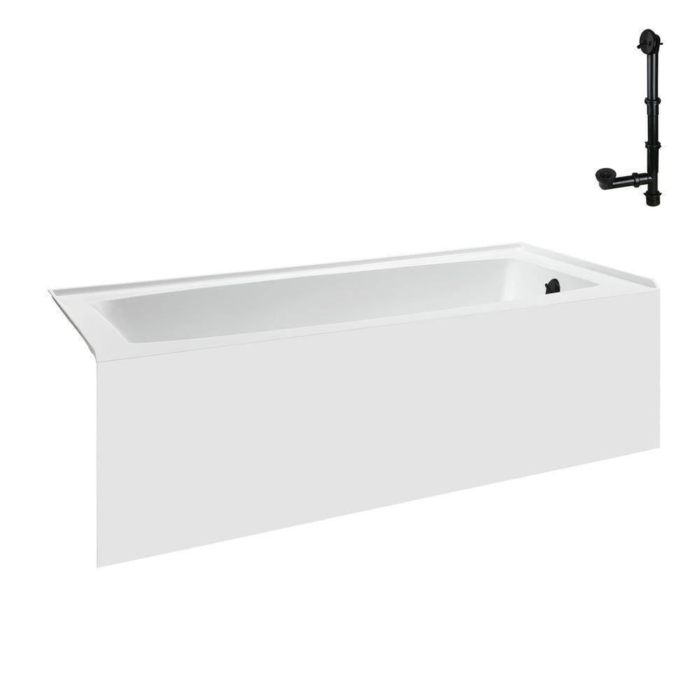 Streamline 60 in. x 30 in. Acrylic Right-Hand Drain Alcove Bathtub in Glossy White With External Drain