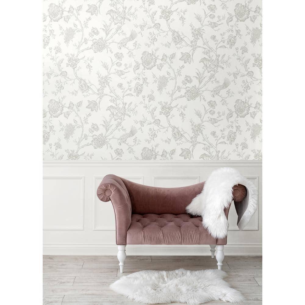 NextWall Harbor Mist Jasmine Chinoiserie Peel and Stick Wallpaper