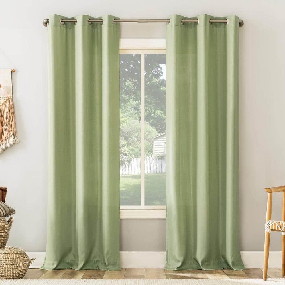 40"x63" No. 918 Light Filtering Semi-Sheer Sora Heathered Texture Grommet Curtain Panel Sage Green: Modern Plain Weave