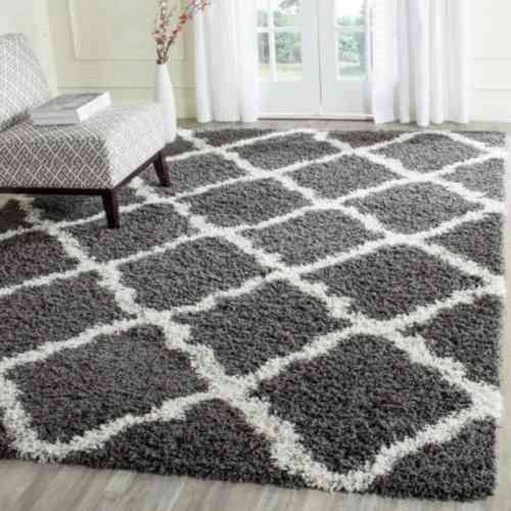 Dallas Shag SGD257 Power Loomed Indoor Area Rug - Dark Grey/Ivory - 8'x10' - Safavieh.