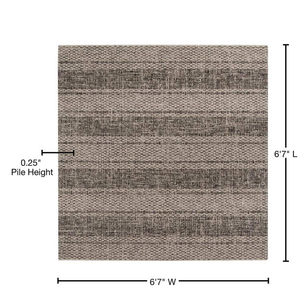 Courtyard CY8736 Power Loomed Indoor and Outdoor Area Rug - Light Grey/Black - 6'7"x6'7" - Safavieh
