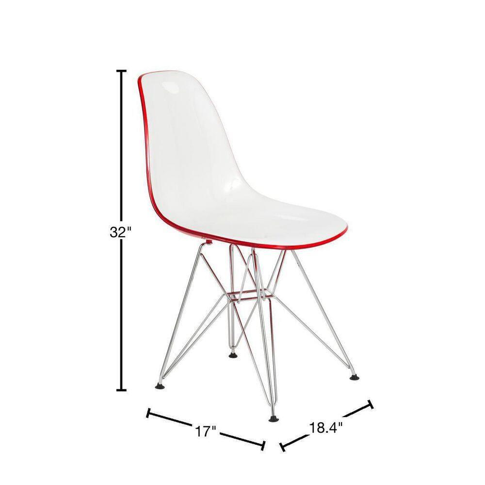 LeisureMod Cresco Modern Acrylic Dining Chair – Eiffel Chrome Base, Stylish Accent Chair for Contemporary Dining Rooms & Kitchen Tables