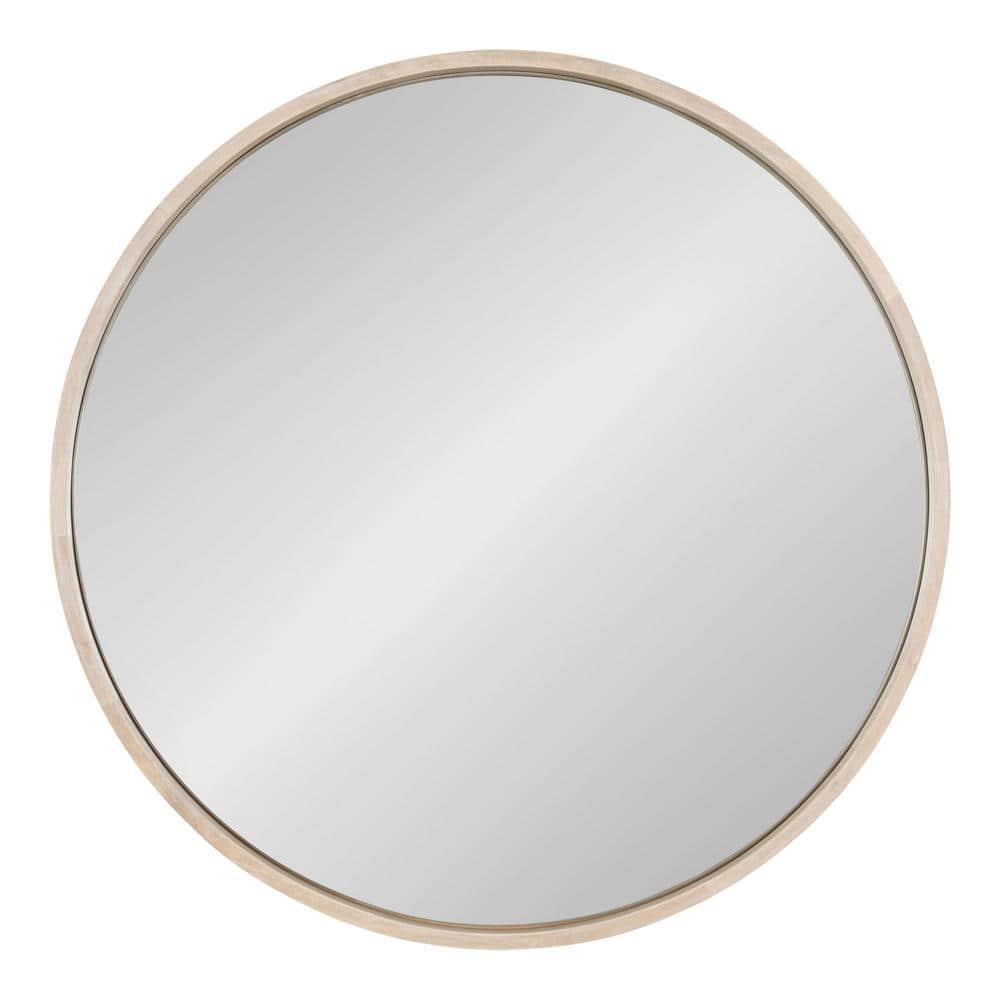 Kate and Laurel Valenti Farmhouse Round Wall Mirror, 28 inch Diameter, White, Decorative Circle Mirror