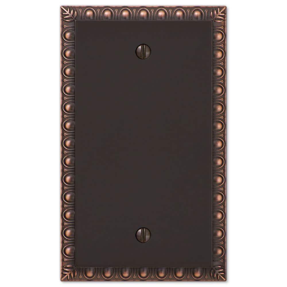 Amerelle 90BVB Egg & Dart Wallplate, 1 Blank, Cast Metal, Aged Bronze, 1-Pack