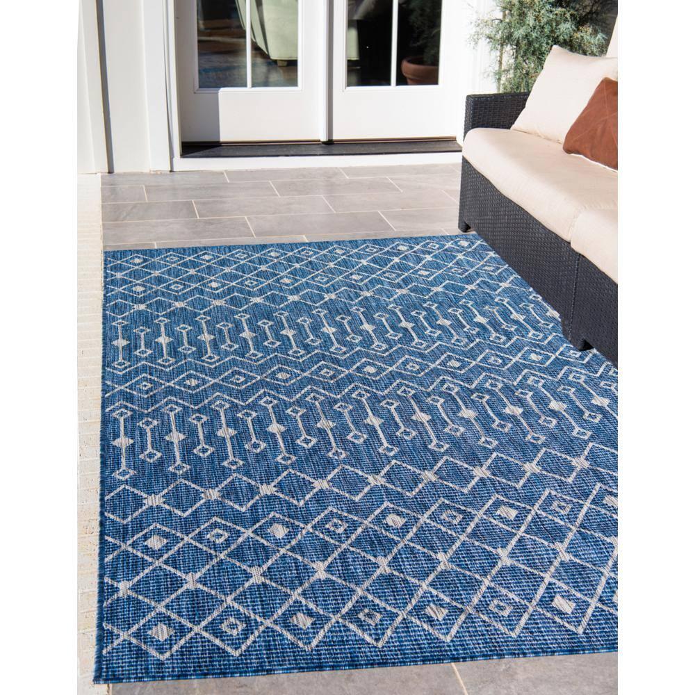 Unique Loom 8' 0 x 11' 4 Rectangle Indoor/Outdoor Trellis Blue Area Rug