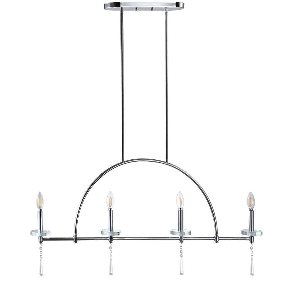 Doris 41" 4-light Linear Metal/Crystal LED Pendant, Chrome