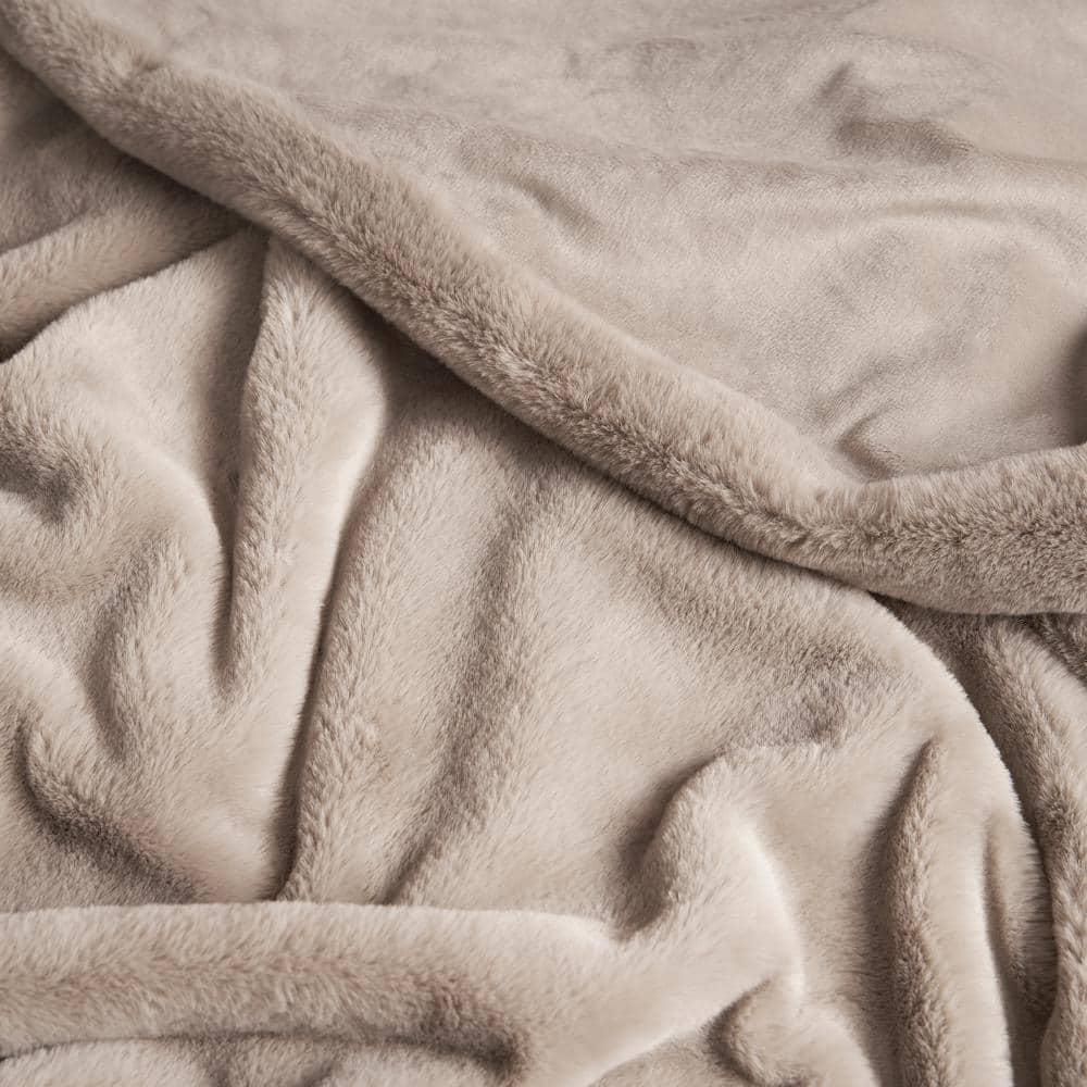 Lucky Brand Reversible Solid Rabbit Mink Faux Fur Luxurious & Soft Thow Blankets - 50" x 70"