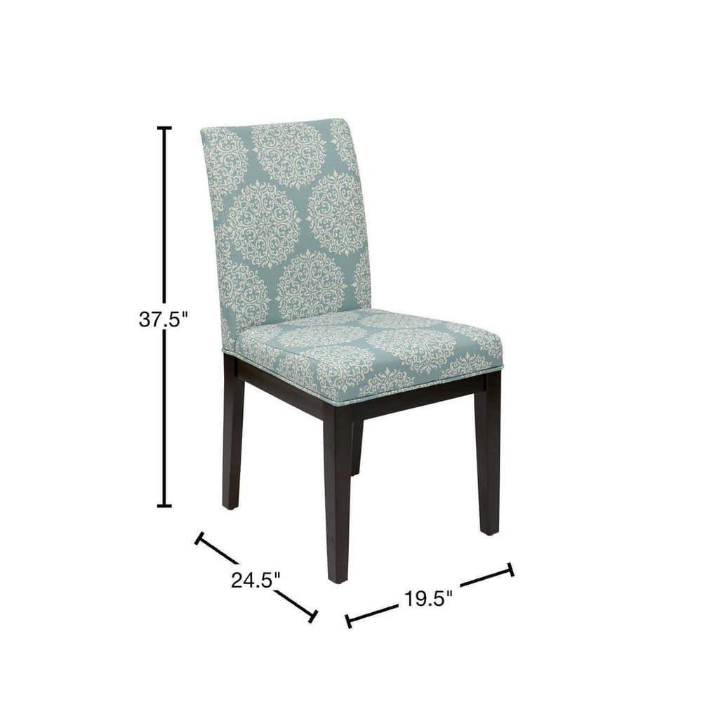 Dakota Parsons Chair Gabrielle Sky - OSP Home Furnishings: Classic Espresso Legs, Padded Seat