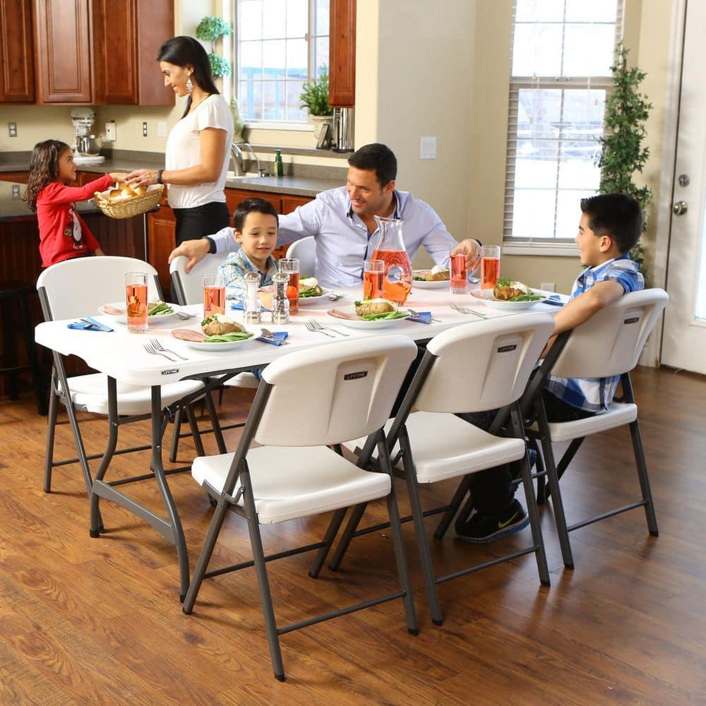 Lifetime 6 Foot Rectangle Folding Table Indoor/Outdoor Commercial Grade, White Granite (80306)