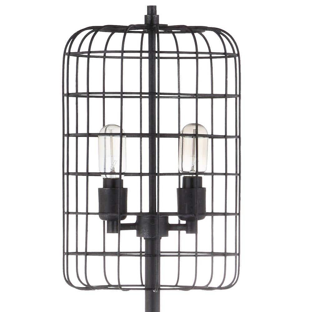 Odette 65" Industrial Metal Floor Lamp, Black/Silver