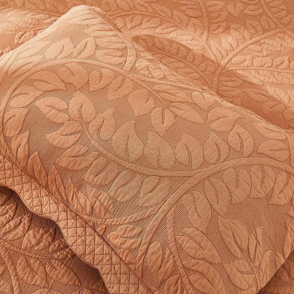 MarCielo 2-Piece 100% Cotton Quilted Pillow Shams Embroidered Farmhouse Pillow Shams (Standard, Royal Orange)