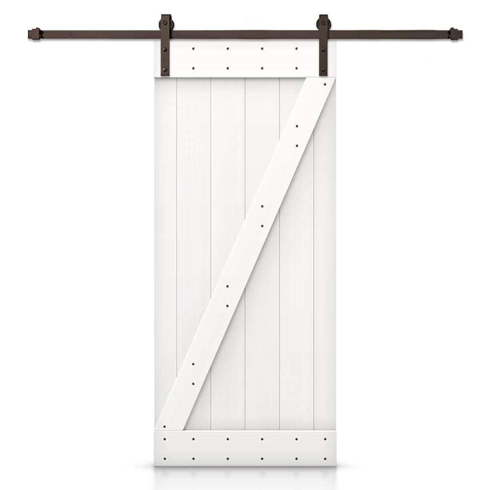 TMS 42'' x 84'' Solid Wood Paneled Painted with Installation Hardware Kit Barn Door