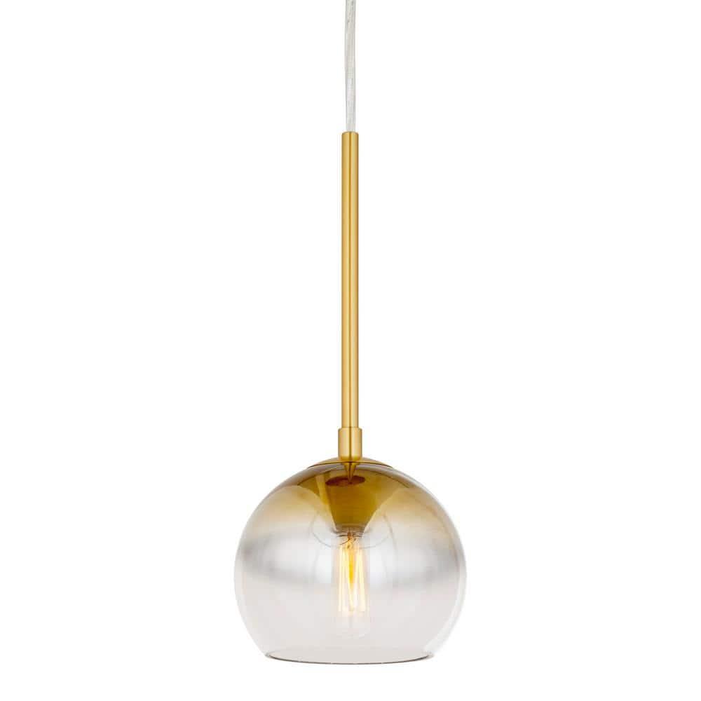 Callisto  1-Light Pendant with Soft Gold Ombre Globe Glass Shade - Soft Gold