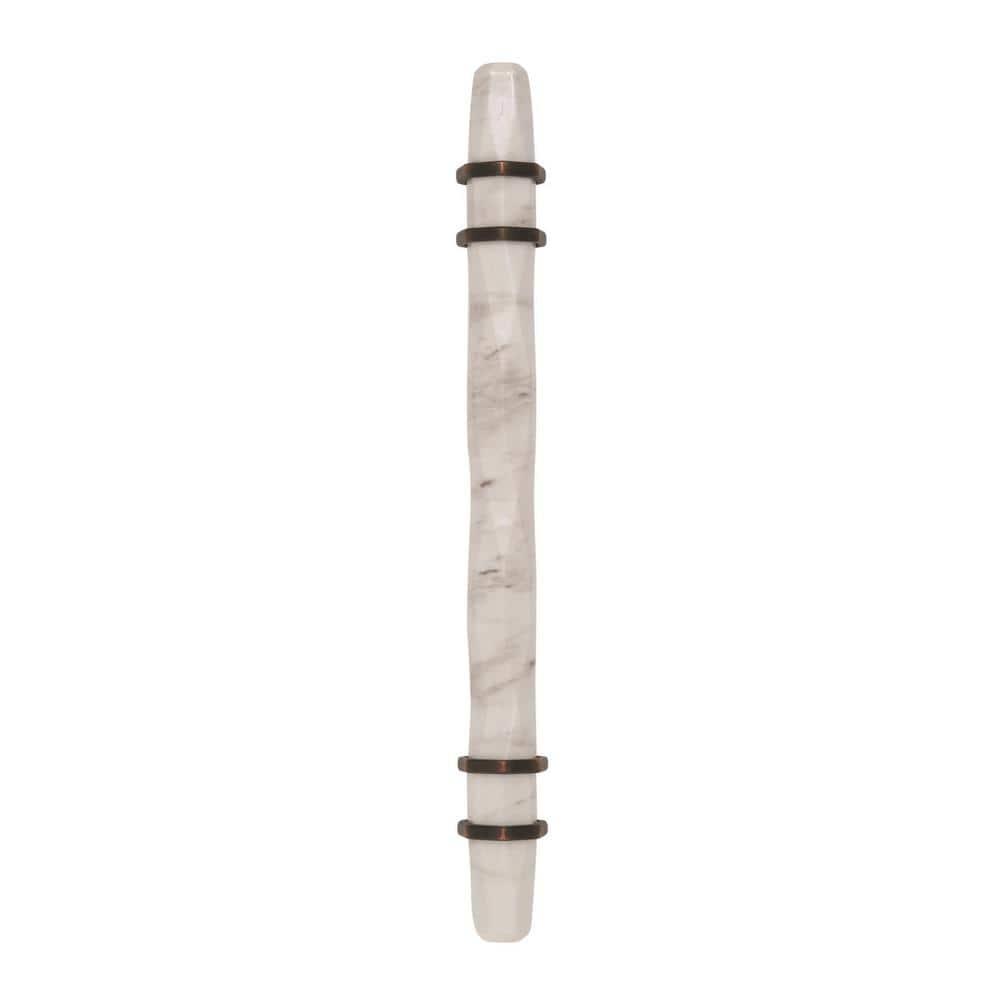 Amerock | Cabinet Pull | Marble White/Oil-Rubbed Bronze | 5-1/16 inch (128 mm) Center to Center | Carrione | 1 Pack | Drawer Pull | Drawer Handle | Cabinet Hardware