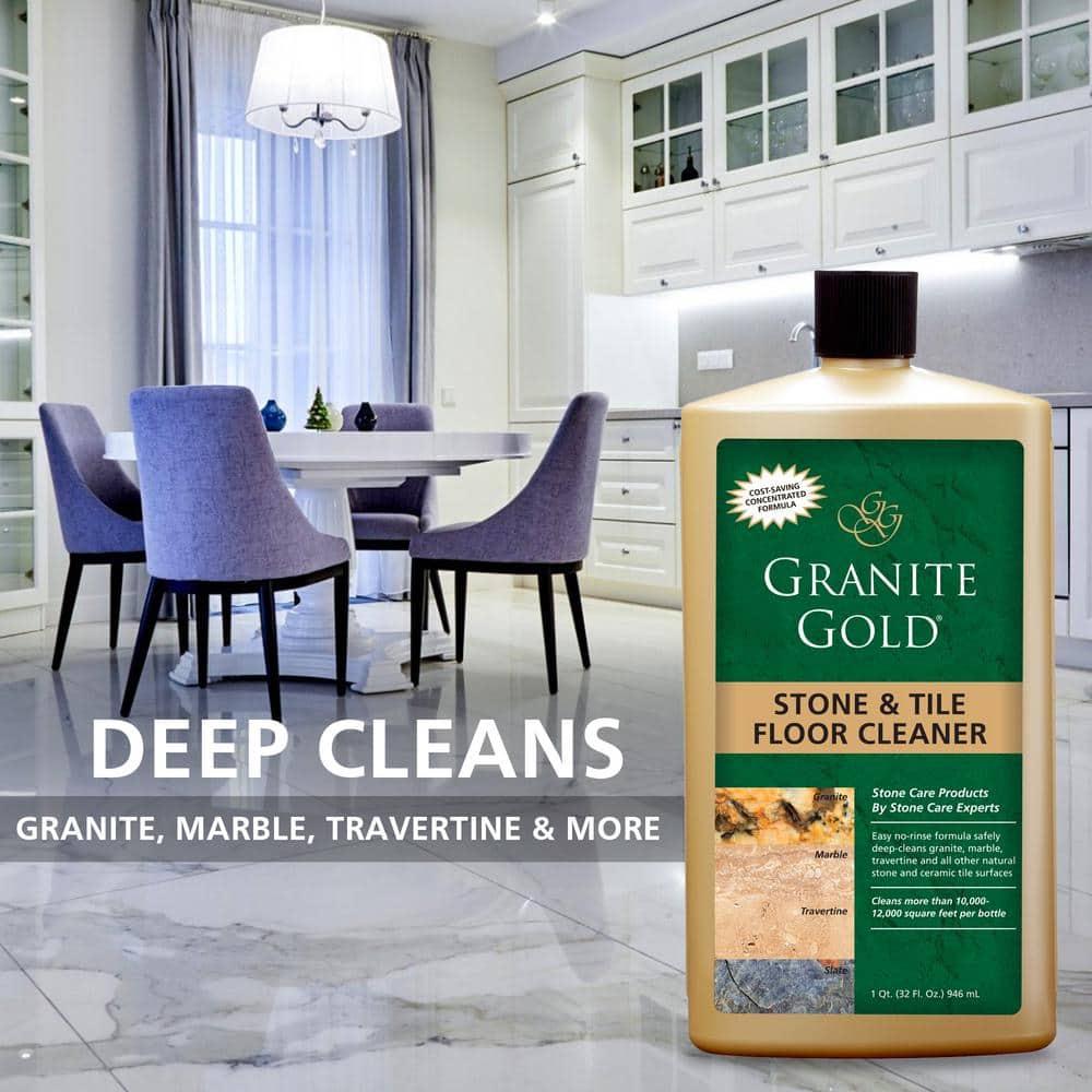 Granite Gold Stone And Tile Floor Cleaner - No-Rinse Deep Cleaning Granite, Marble, Travertine, Ceramic Solution - 32 Ounces (Packaging may vary)
