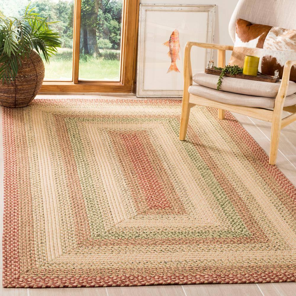 Braided BRD303 Hand Woven Area Rug - Rust/Multi - 5'x5' - Safavieh.