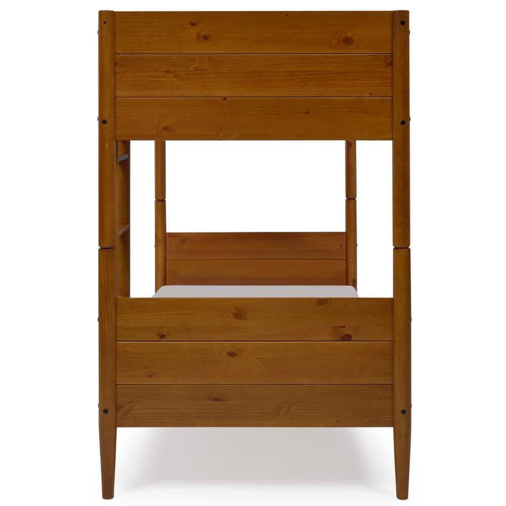 Mid Century Modern Bunk Bed Twin over Twin - Castanho Finish