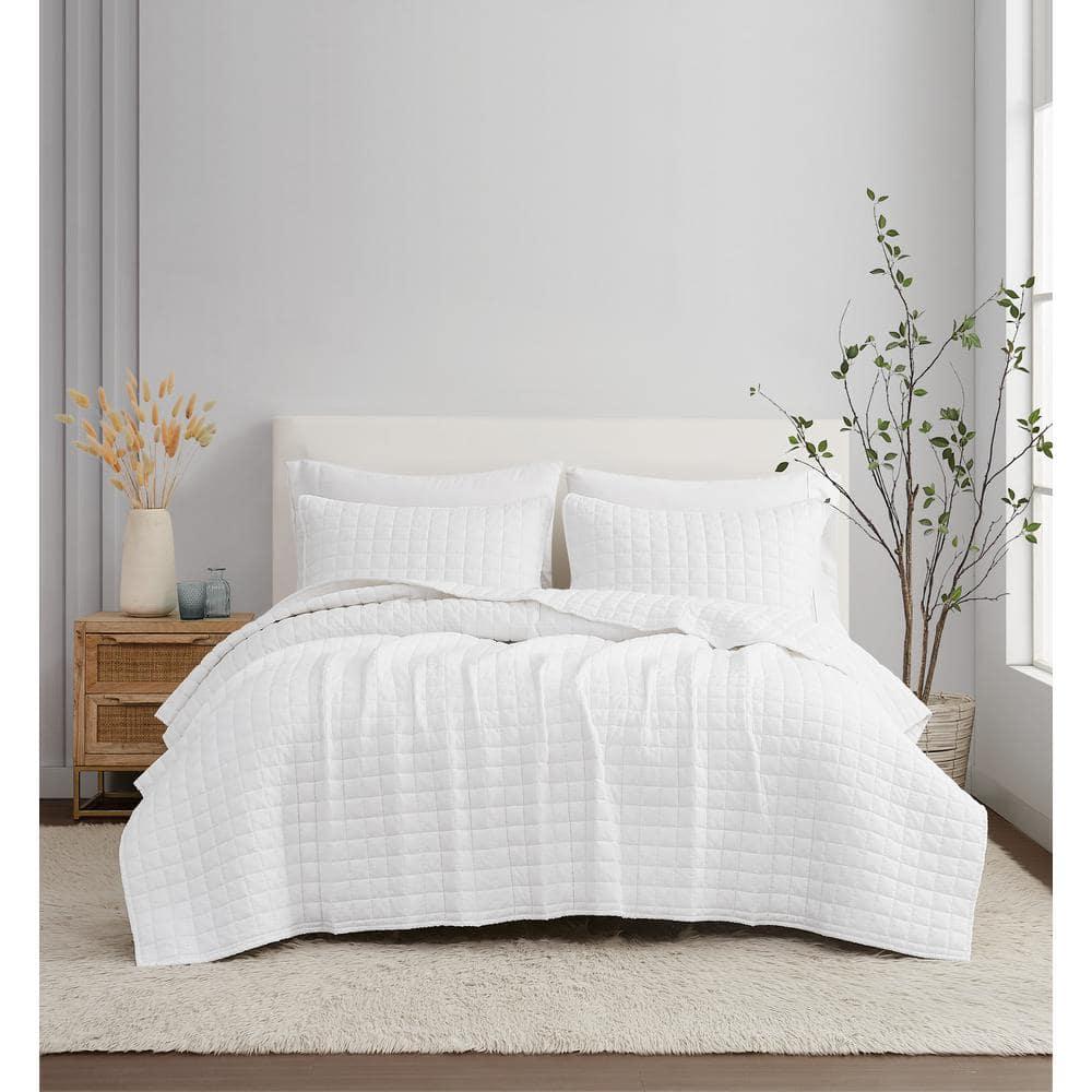 Brooklyn Loom 3pc Full/Queen Flax Linen Quilt Set White