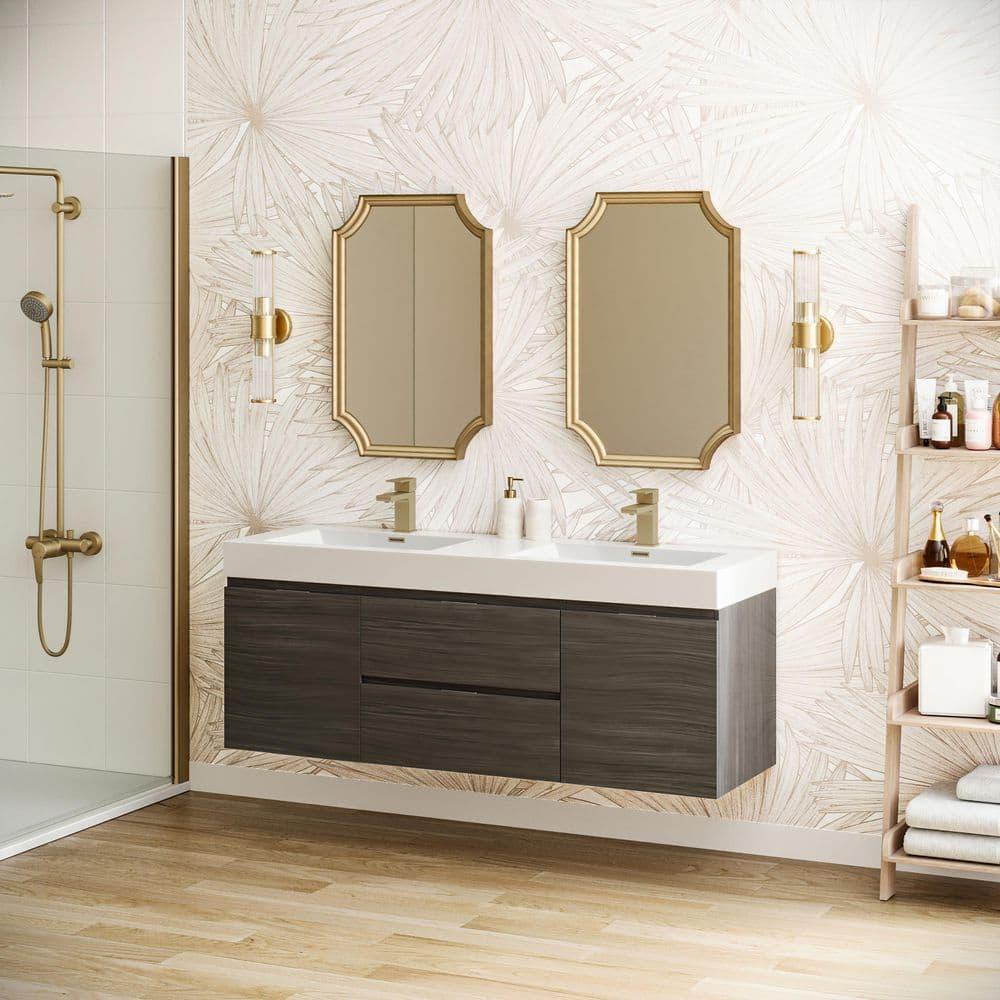 Fresca Valencia 60" Wall Mount Double Sink Bathroom Vanity with Top and Sinks (Faucets Not Included)