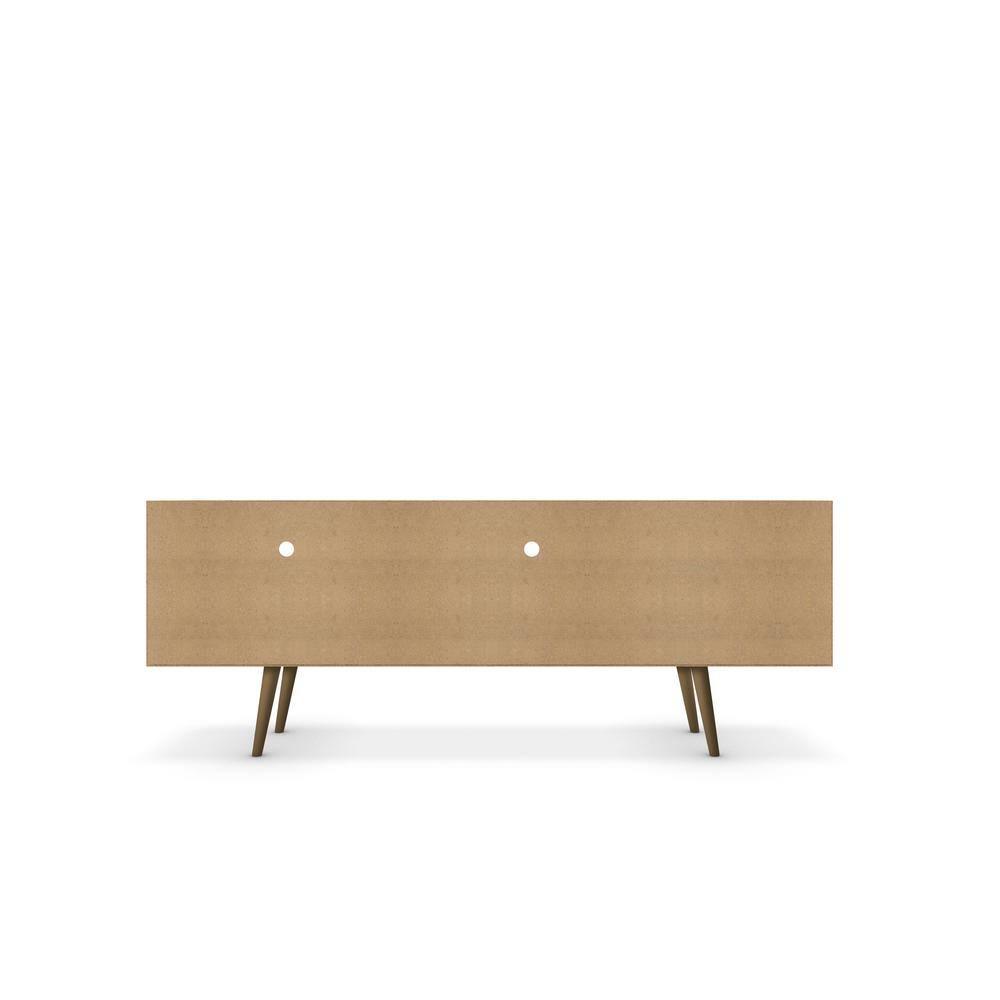 Manhattan Comfort 202AMC67 70.86 in. Liberty Mid-Century - Modern TV Stand with 4 Shelving Spaces & 1 Drawer, White & 3D Brown Prints