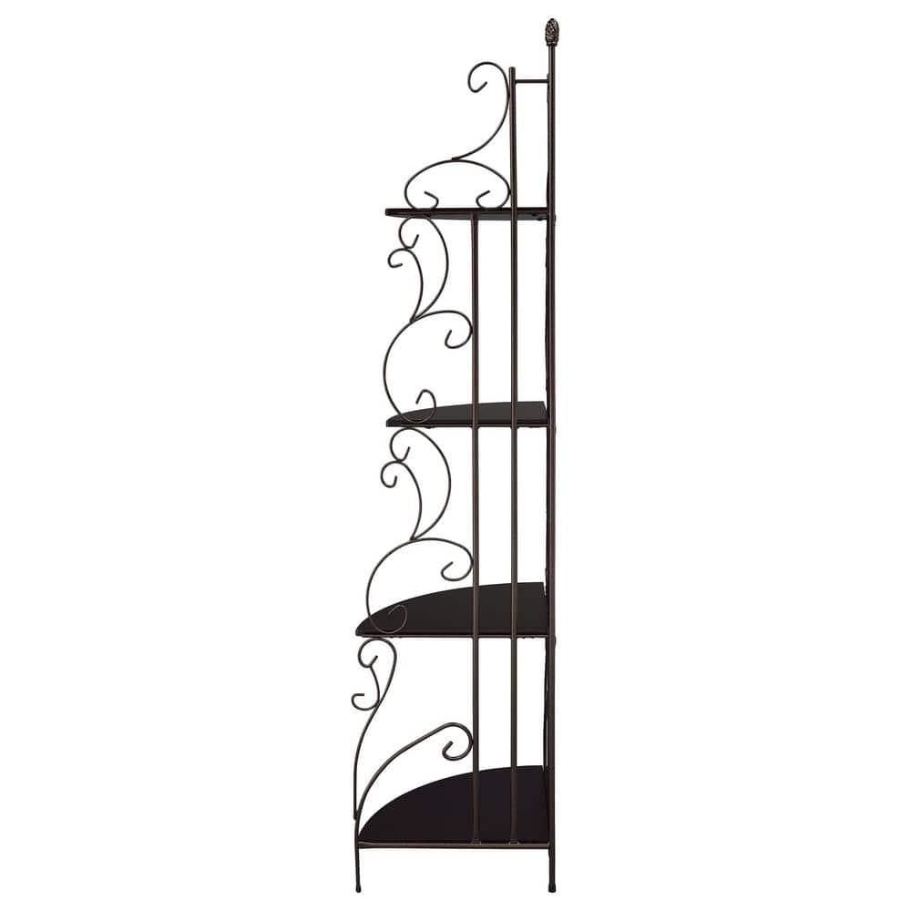 Coaster 4 Shelves Traditional Metal Corner Bookcase in Copper