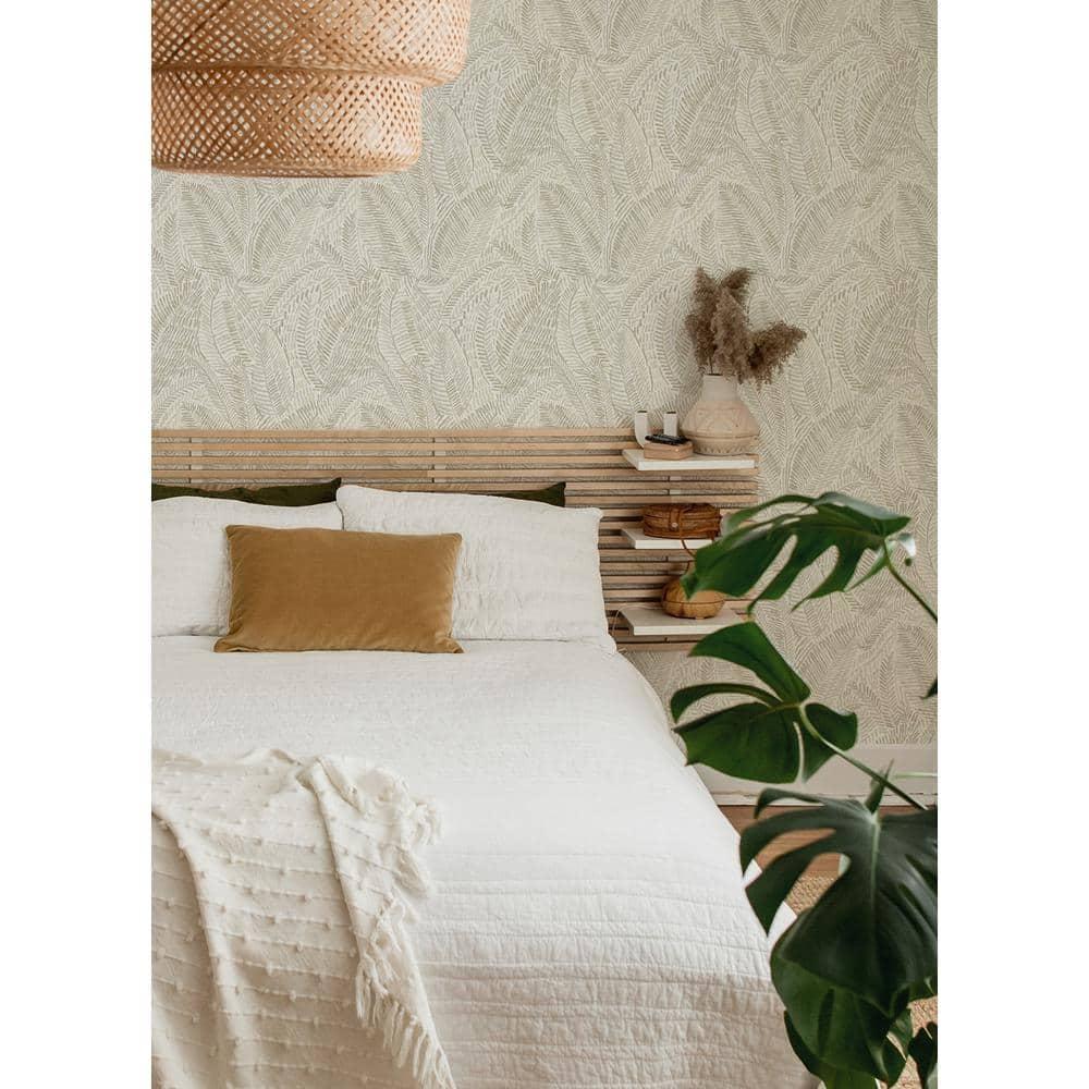 Fildia Taupe Botanical Non-Woven 33' Wallpaper Roll
