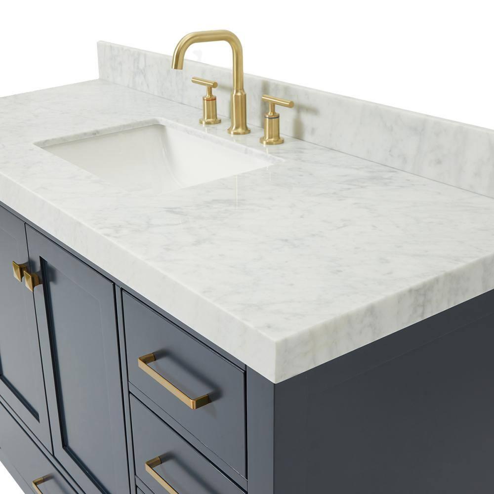 Cambridge 54'' Single Bathroom Vanity with Carrara Marble Top
