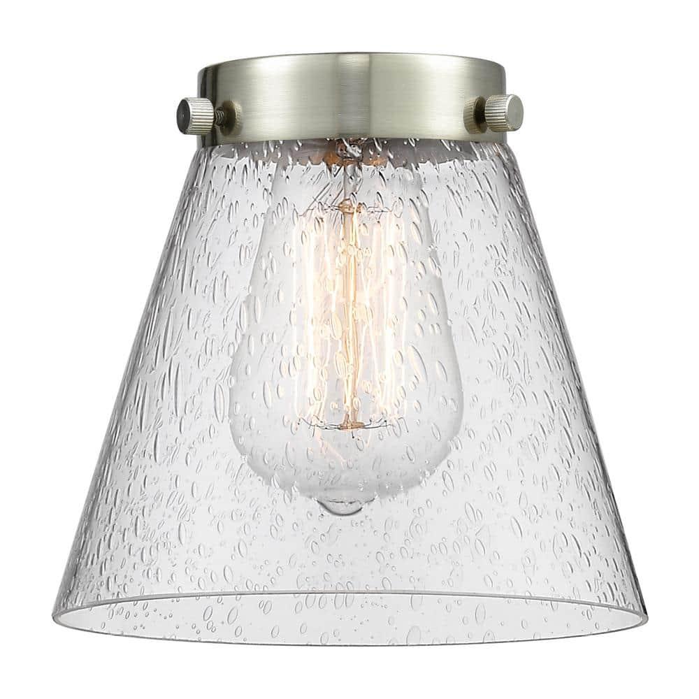 Cone 60-Watt 1 Light Polished Chrome Shaded Mini Pendant Light with Seeded glass Seeded Glass Shade