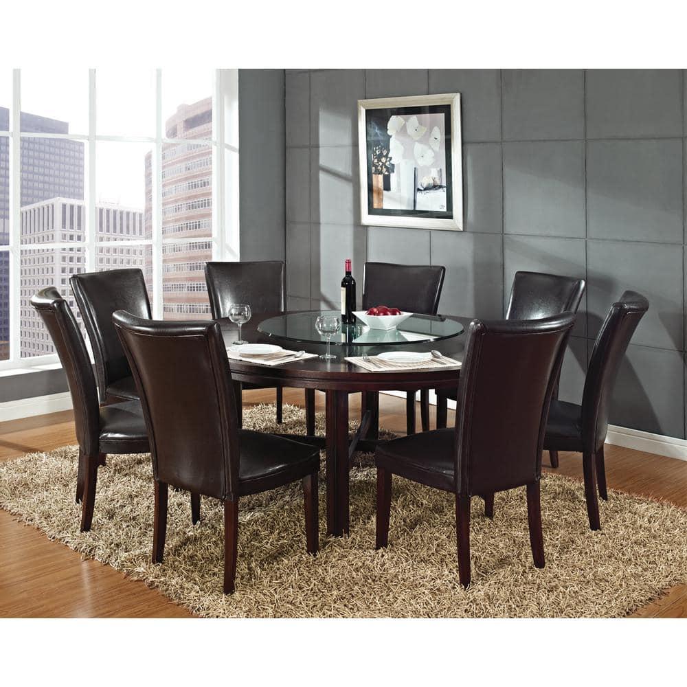 Steve Silver Co. 72" Talbot Round Dining Table Dark Oak : Seats 8, Mid-Century Modern, Wood Veneer