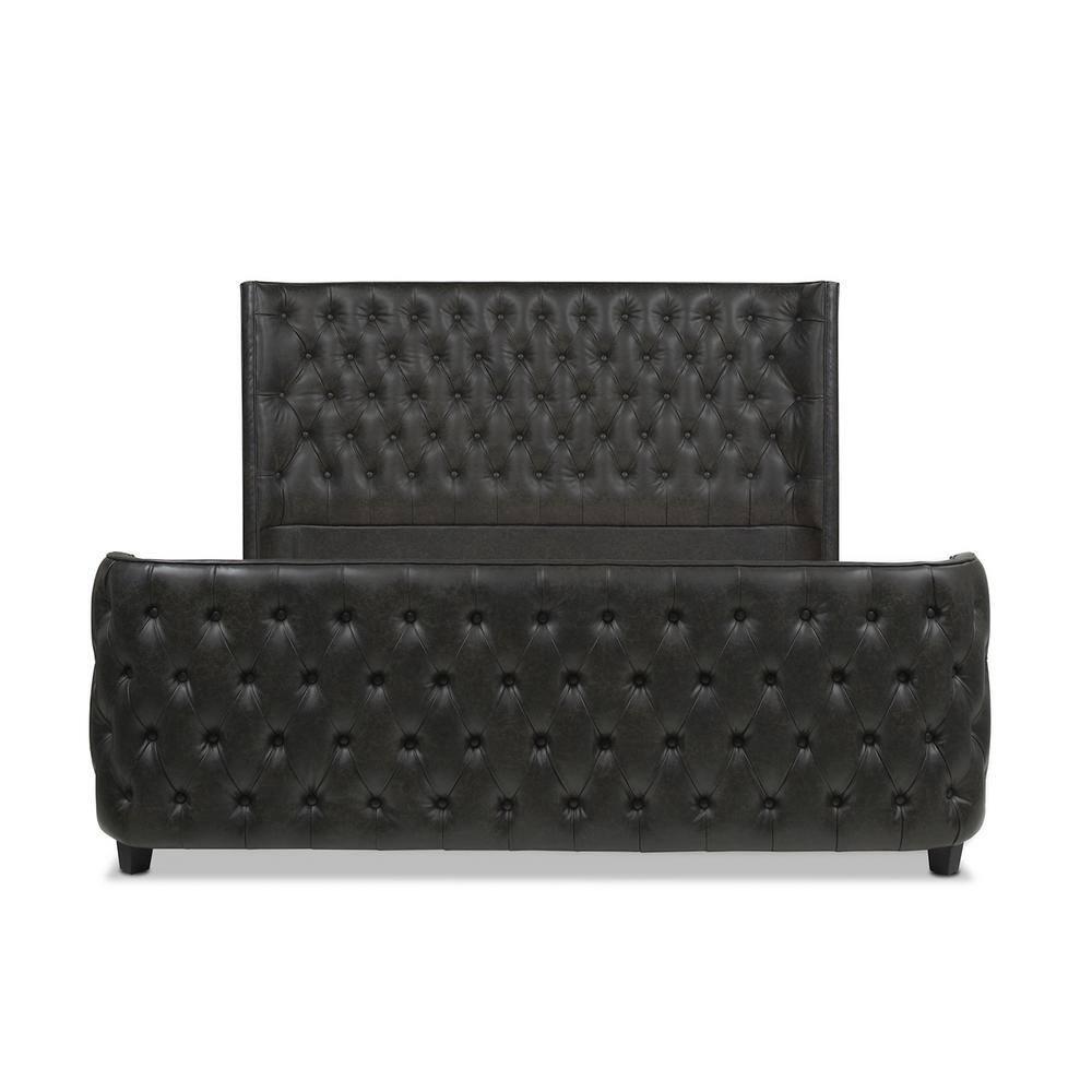 Brooklyn King-Size Luxe Wood Frame Upholstered Bed with Tufted Nailhead Trim