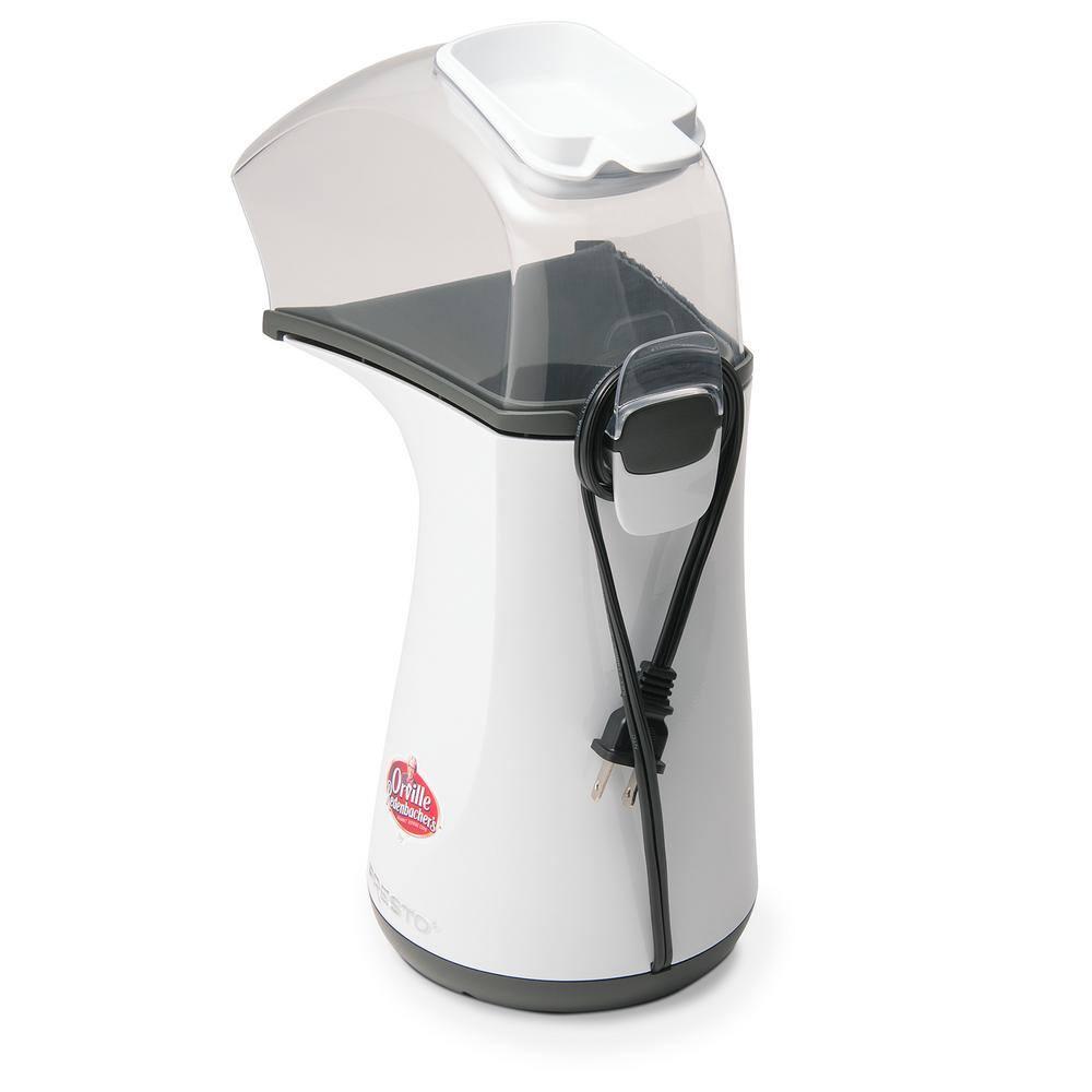 White and Black Hot Air Popcorn Maker with Measuring Cup
