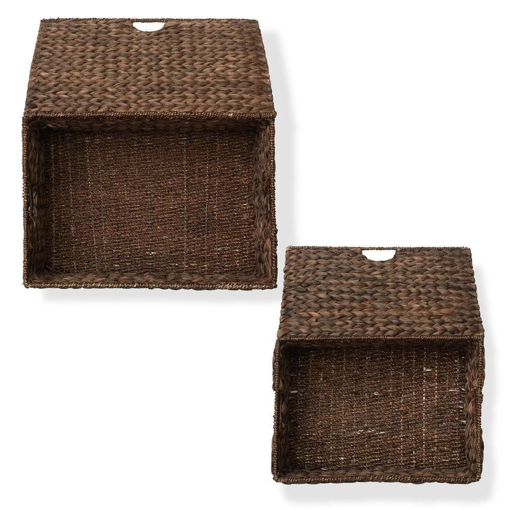 Casafield Casafield Water Hyacinth Rectangular Storage Baskets with Lids (Medium and Large)
