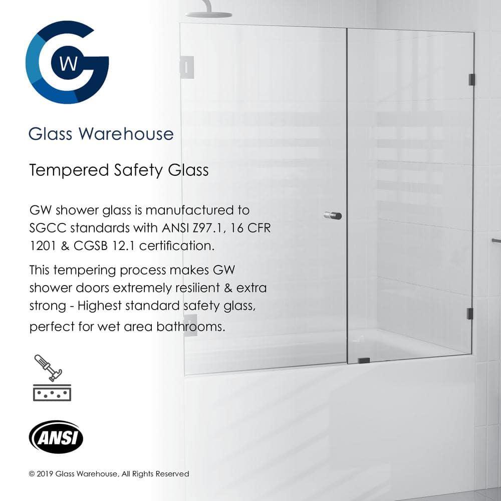 Illume 56 in. x 58.25 in. Fully Frameless Hinge Bathtub Door