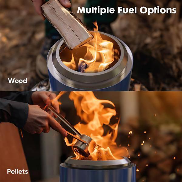Compact Blue Stainless Steel Tabletop Fire Pit
