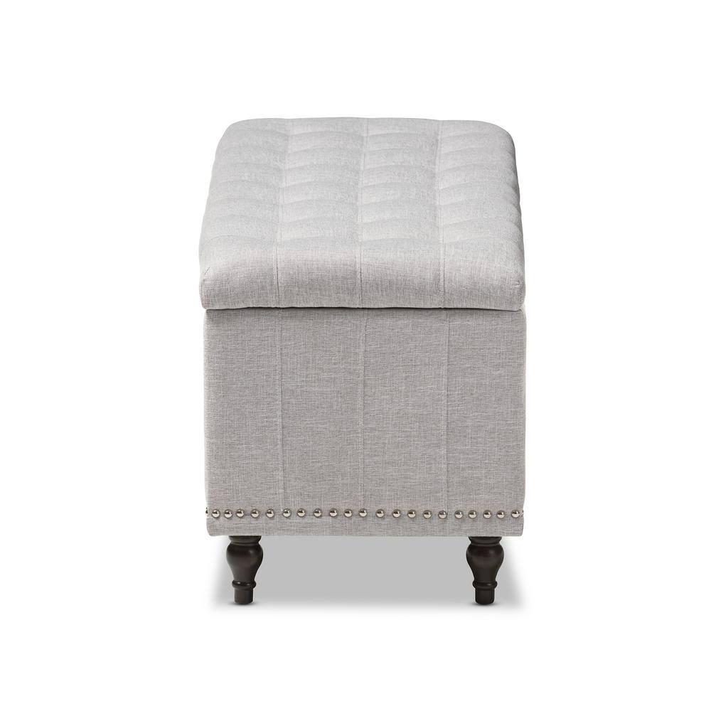 Baxton Studio Kaylee Modern Classic Fabric Upholstered Button - Tufting Storage Ottoman Bench - Grayish Beige: End of Bed, Rectangular Shape