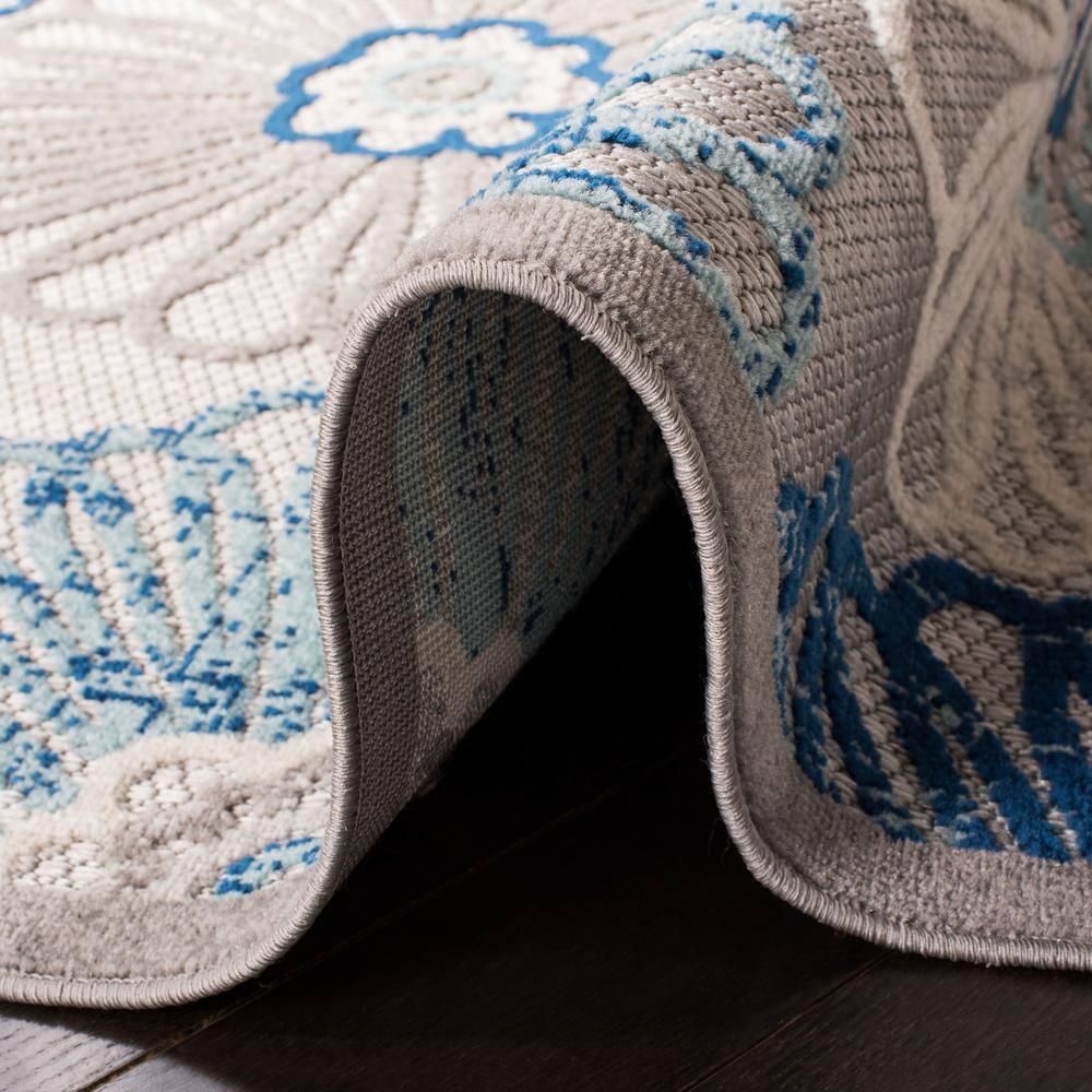 Cabana CBN801 Power Loomed Indoor/Outdoor Area Rug - Grey/Blue - 4'x6' - Safavieh.