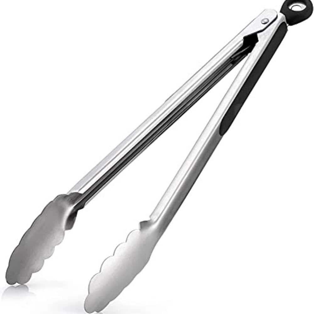 Zulay Kitchen Zulay Stainless Steel Tongs For Cooking - Scallop Head Edge Kitchen Tongs - Easy Grip BBQ Grill Tongs With Lock