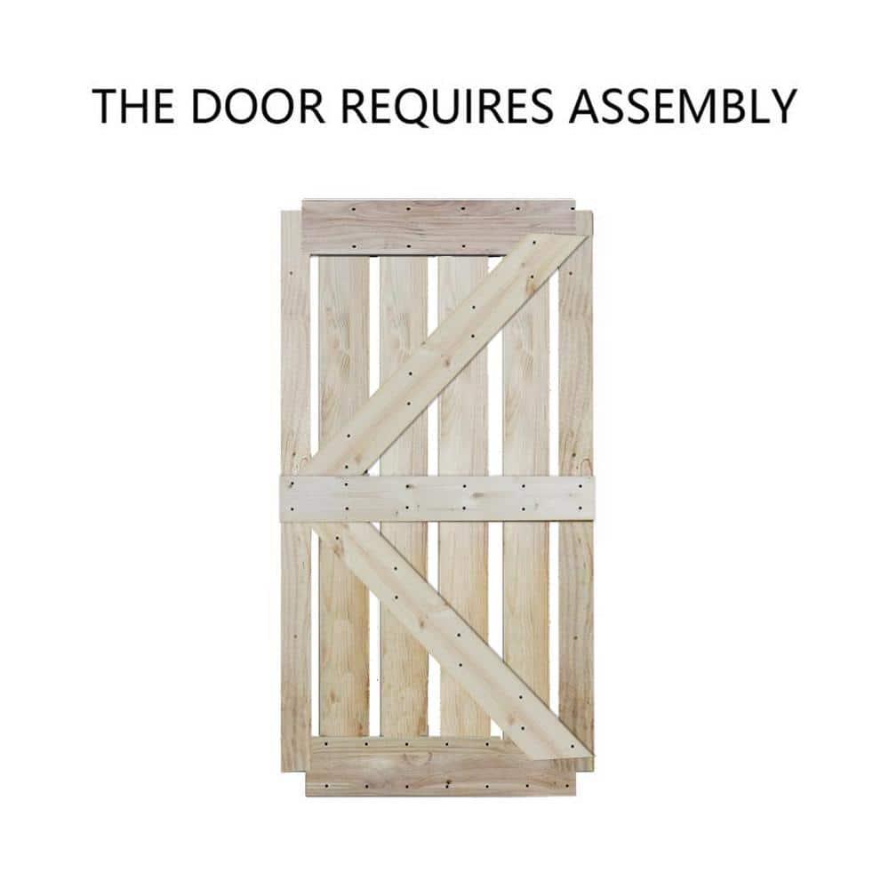 Calhome 84'' Solid Wood Paneled Painted without Installation Hardware Kit Barn Door