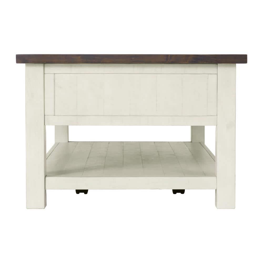 Martin Svensson Home Monterey 50" Coffee Table, Cream White and Brown