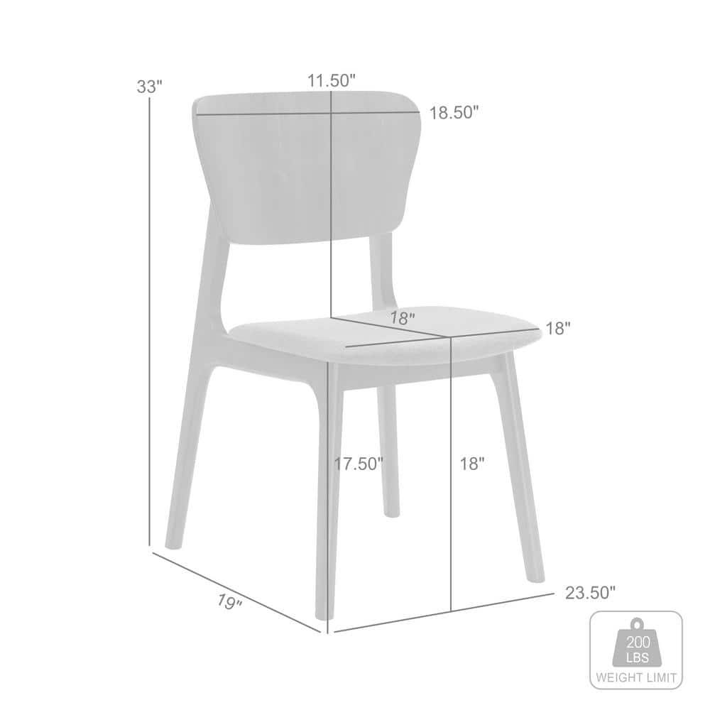 Armen Living Kalia 18" Fabric & Wood Dining Chair in Charcoal/Walnut (Set of 2)