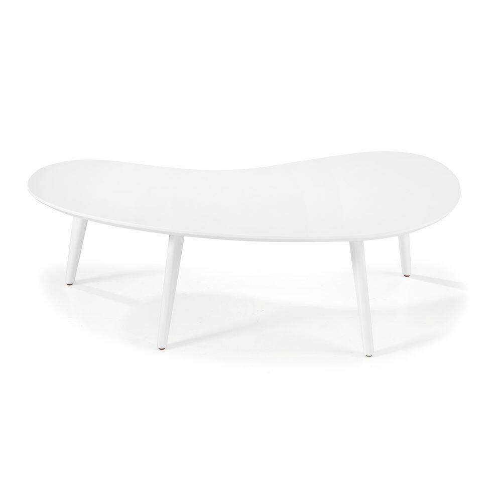 Camaflexi Mid Century Modern Coffee Table Small Tabletop Wood Coffee Desk, White