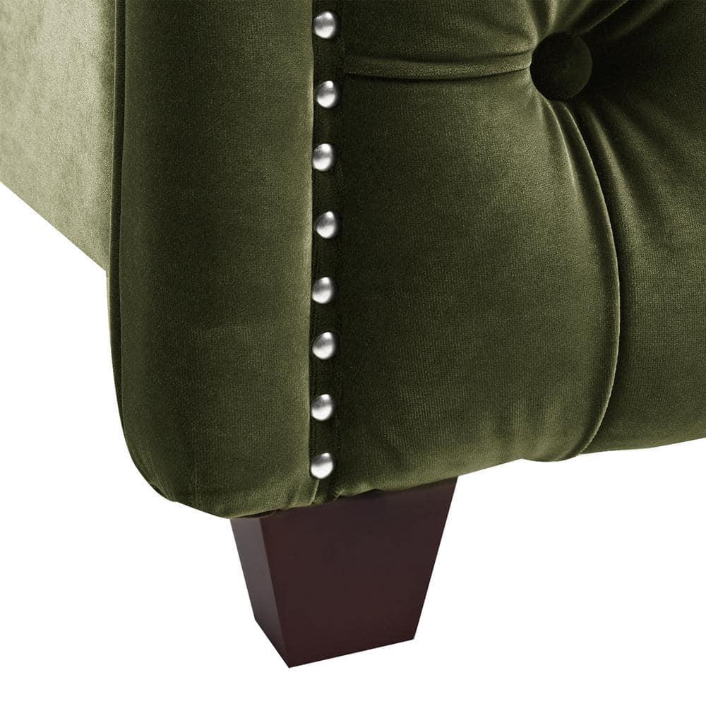 Jennifer Taylor Home Marcella Tufted Wingback Queen Bed Olive Green